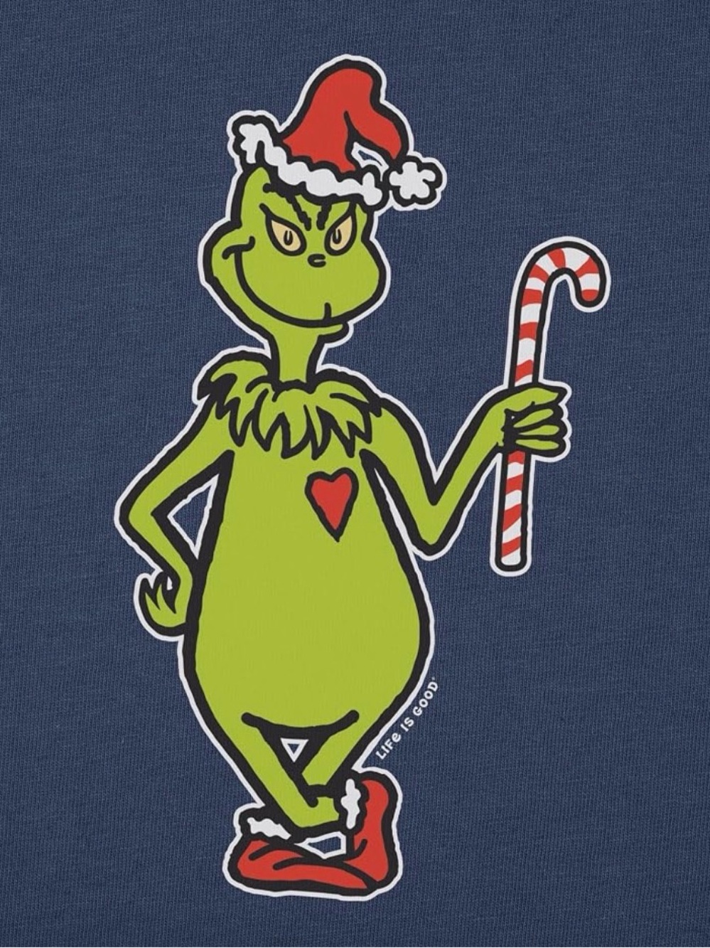 Life Is Good Navy Long-Sleeve Tee with Green Grinch Graphic - Picture 2 of 7